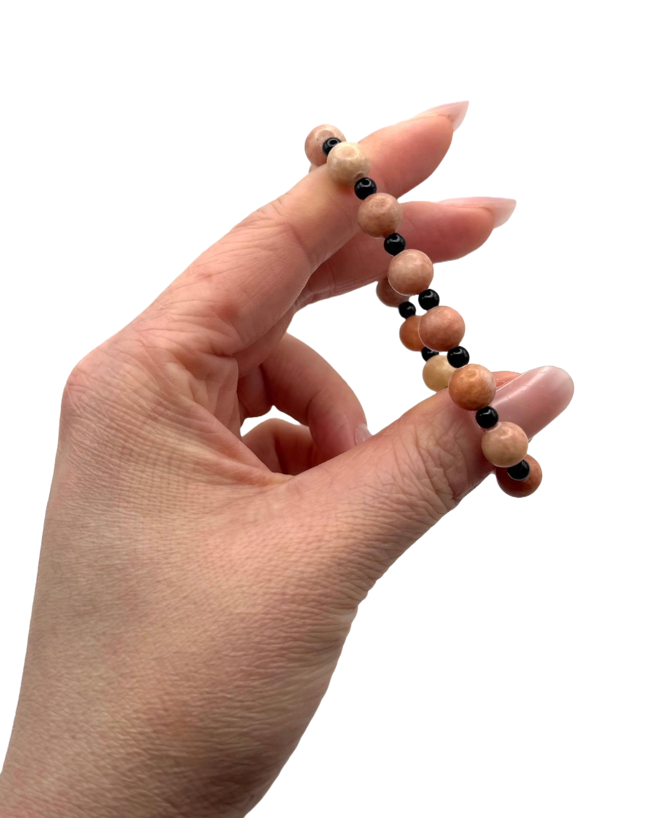 Orange Calcite & Black Beads Bracelet
