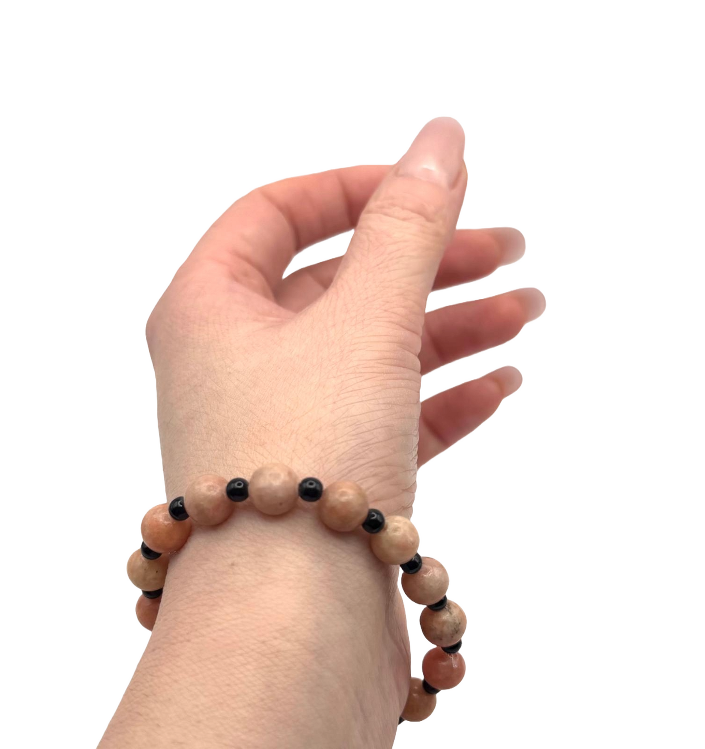 Orange Calcite & Black Beads Bracelet
